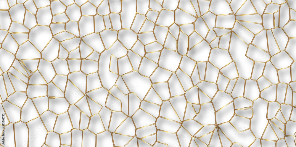 Poster abstract golden hexagon graphic ornament. arabian stylish seamless pattern on white background. crea
