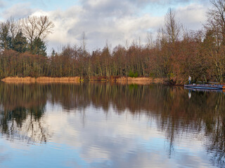 Fishing from a pier on autumn season in British Columbia