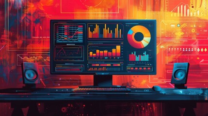 Obraz premium Online marketing analytics , Marketing analytics illustration , Digital marketing analytics , Website analytics illustration