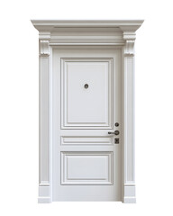 Classic white framed door isolated on white background