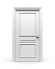 Classic white framed door isolated on white background