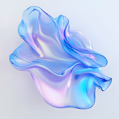 Obraz premium 3D render of fluid, liquid shape with iridescent pastel color isolated on on white background