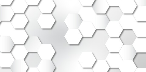 Abstract hexagon background. Futuristic abstract honeycomb mosaic white technology background. Surface polygon pattern with glowing hexagon paper texture and futuristic business. graphic concept.	
