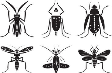 A set of insects. Hand drawn vector illustration	