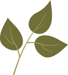Illustration of a green tree branch with three detailed leaves, symbolizing growth and nature.
