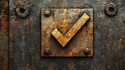 Sleek Metal Checkmark Symbol Representing Strength and Assurance