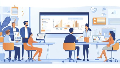 Fototapeta premium Business meeting with graphs and data.