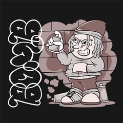 Bomb vandalism cartoon graphic t shirt, street culture t shirt design for print, urban clothing design