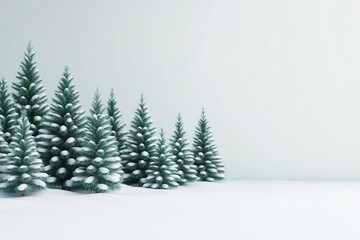 Obraz premium 3D Illustration of Christmas Tree Farm with Fresh Snow, Festive and Serene 