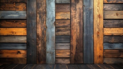 rustic reclaimed barn wood wall weathered textures varying shades of gray and brown knots and grain patterns visible soft ambient lighting