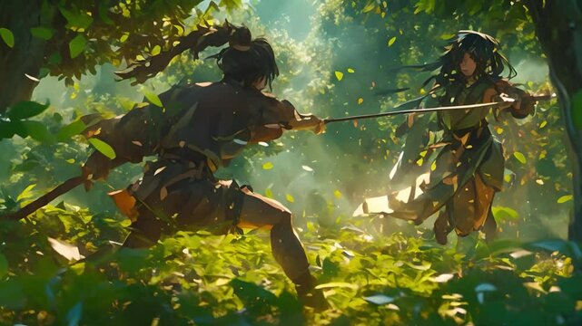Anime Sword Fight in the Forest
