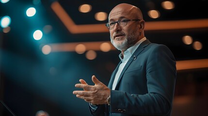 Charismatic Business Leader Delivers Inspiring Speech at International Conference