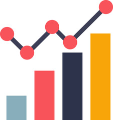 Colorful bar graph with an ascending line chart overlay, indicating positive growth or trend.