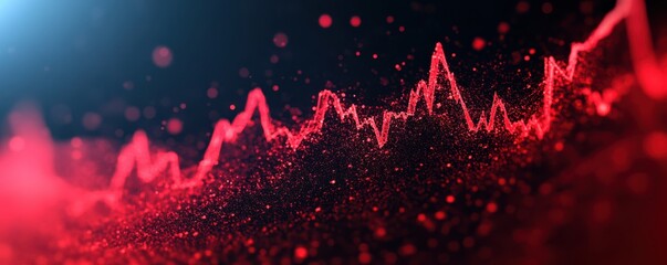 Digital Red Stock Market Graph Showing Volatile Fluctuations