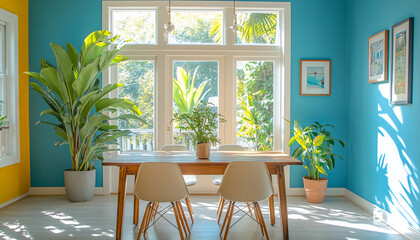 Fototapeta premium Colourful dining room Coastal Interior Design Style