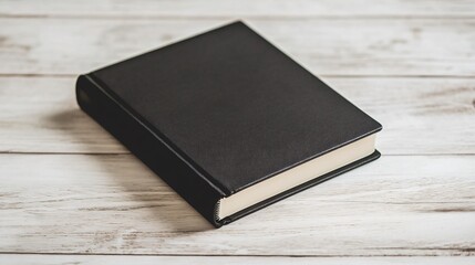 Minimalist Black Hardcover Book on Light Wooden Table