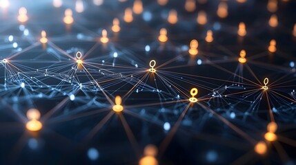 Fototapeta premium Glowing AI-Powered Social Network with Interconnected Algorithmic Nodes