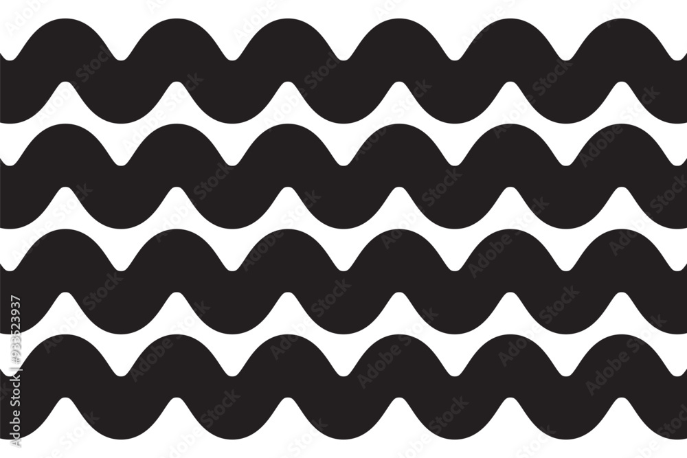 Wall mural wave line and wavy zigzag pattern lines. vector black underlines, smooth end squiggly horizontal cur