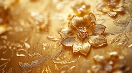 Elegant gold wallpaper with intricate and detailed patterns, showcasing luxurious textures and refined design, perfect for adding a touch of sophistication and richness to any space.