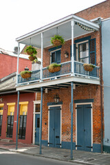 Balconies and colourful flowers of New Orleans streets