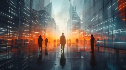 Business Leader Exploring New Opportunities in Futuristic Tech Hub