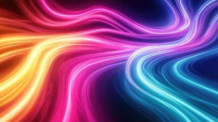 Obraz premium A gradient backdrop with swirling neon lights in pride flag colors, forming dynamic shapes that radiate positivity and pride.