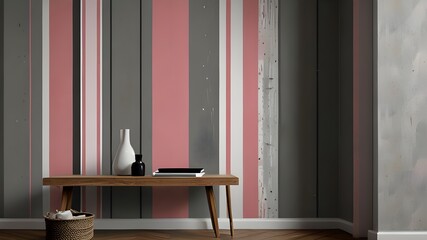 Seamless grey and pink stripes, accent wallpaper for home decoration Generative AI