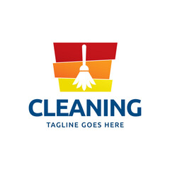 Home Cleaning Services Logo Design Vector. Cleaning broom logo design.