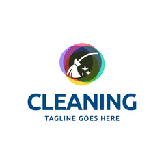 Home Cleaning Services Logo Design Vector. Cleaning broom logo design.