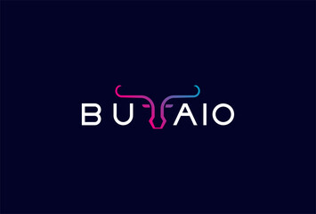 Buffalo Logo, letter F with horn combination in text Buffalo typography logo, vector illustration