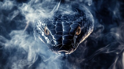 Naklejka premium Black Snake in Smoke