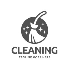 Home Cleaning Services Logo Design Vector. Cleaning broom logo design.