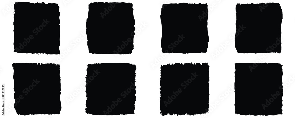 Fototapete Set of grunge square template backgrounds. Vector black painted squares or rectangular shapes. Set of grunge square template backgrounds. black dirty texture. brush stroke collection. Hand drawn