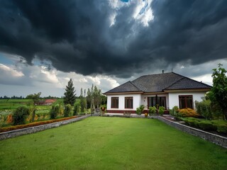 Obraz premium New luxury home with pool, big windows and Solar panel on modern roof. Economical and environmentally friendly heating and lighting system for your comfort, fashion architecture See Less 