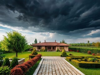 Obraz premium New luxury home with pool, big windows and Solar panel on modern roof. Economical and environmentally friendly heating and lighting system for your comfort, fashion architecture See Less 