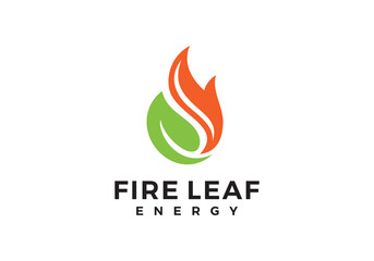 fire leaf logo design. energy flame droplet line art style symbol icon vector	
