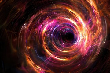 Obraz premium Abstract Swirling Light and Dark Tunnel with Bright Orange and Pink Colors