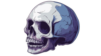 cartoon skull in Halloween style on transparent background, Generative AI.