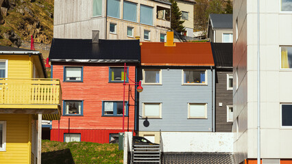 view of the village of Honningsvag, isle of Mageroya, Norway