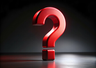Red question mark on dark background