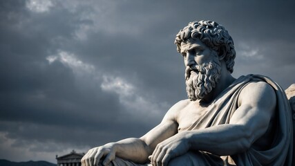 Marble sculpture of a Greek philosopher