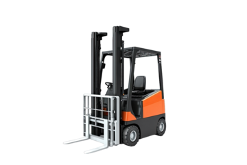 A detailed, high-quality image of a forklift, ideal for illustrating warehouse operations and heavy lifting equipment.
