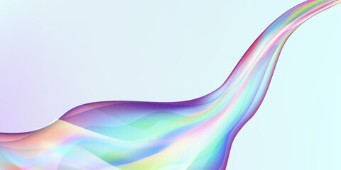 Abstract  holographic wave.Flow iridescent fluid.Dynamic spectrum ribbon.