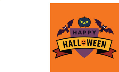 Happy Halloween Word Banner Illustration
