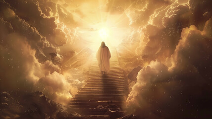 Fototapeta premium Cloud Stairway to Heaven. Second Coming and Easter concept