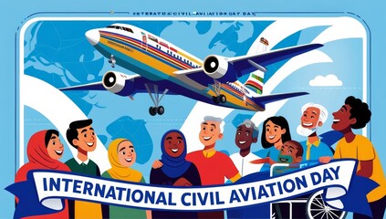A vibrant and dynamic illustration celebrating International aviation day
