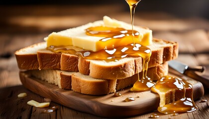 bread toast with butter and honey
