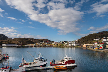 Fototapeta premium view of the village of Honningsvag, isle of Mageroya, Norway