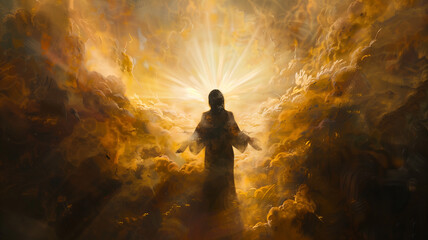 Obraz premium Cloud Stairway to Heaven. Second Coming and Easter concept
