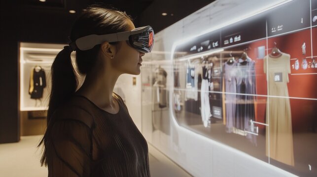 Woman Exploring Virtual Reality Fashion
